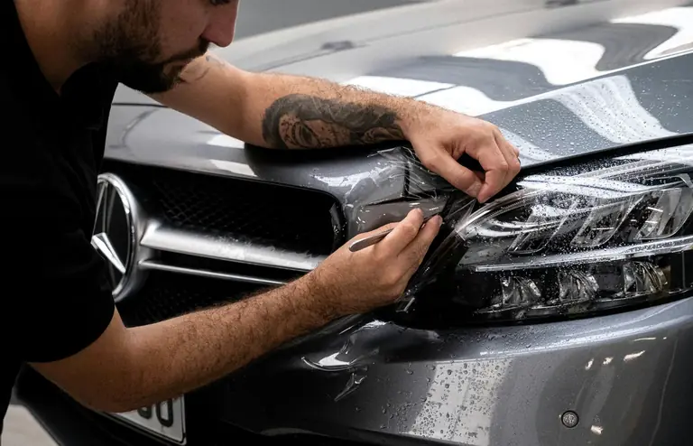 Gezielte Smart-Repair-Arbeit an der Front eines Fahrzeugs